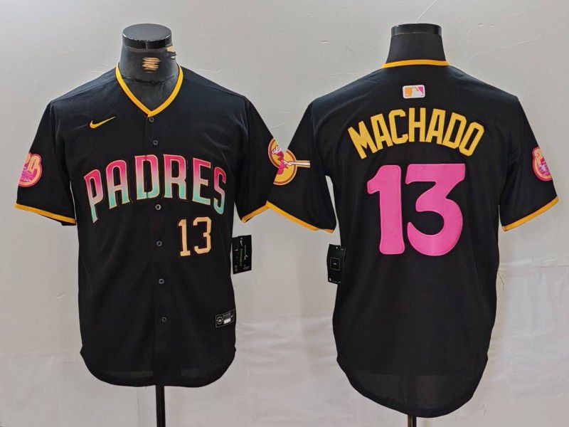 Men San Diego Padres #13 Machado Black Jointly 2024 Nike MLB Jersey style 4